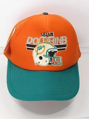 Rare Miami Dolphins Snap Back Mesh Hat Cap Unused Original Hang Tag 1990 EUC • $13.95