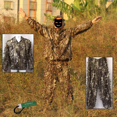 Outdoor 3D Python Camo Clothing Woodland Hunting Camo Sniper Ghillie Suit Hot • £31.10