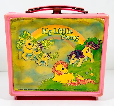 Vintage 1985 My Little Pony Pink Plastic Lunchbox Aladdin Hasbro - NO THERMOS • $6.38