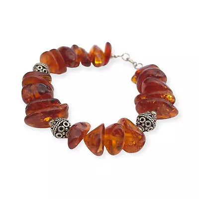 Bracelet Vintage Genuine Baltic Amber & Sterling Balie Beads • $27