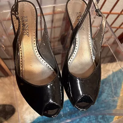 Franco Sarto Women's Shoes Size 8.5 Black Patent Leather/Peep Toe (Pre-Owned) • $25