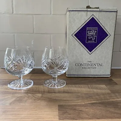 £19.99 • Buy Edinburgh Crystal - Continental Collection - 2 X Brandy Glasses Thistle Stirling
