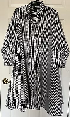 Step In Style Gingham Check Print Hi Lo Button Up Tunic Shirt Dress Pockets 1x • $35