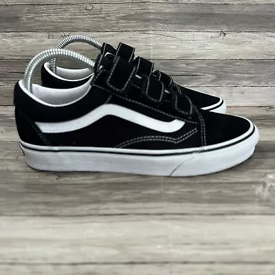 Vans Old Skool V-Strap Sneakers Womens 8 Men 6.5 Black Canvas Suede Skate Shoes2 • £38.60