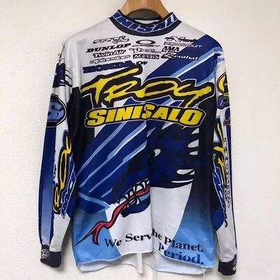 Vintage SINISALO Motocross Jersey HONDA Of TROY Blue Size L-XL • $138.95