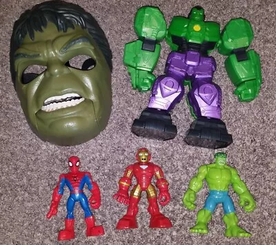 Lot Of 5 Marvel Toys Hulk Spiderman Ironman Mask Mech Strike Suit Action Toys • $19.99