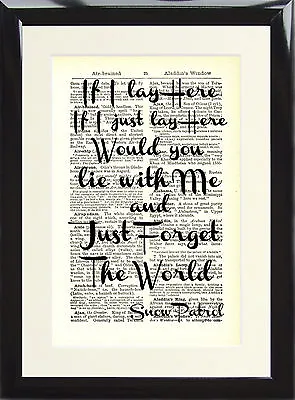 Snow Patrol Chasing Cars Music Love Song Lyric Dictionary Art Print Picture Gift • £5.49