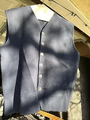 N.Peal 100% Pure Cashmere Sweater Vest Navy Blue Six Mother Of Pearl Buttons • $100