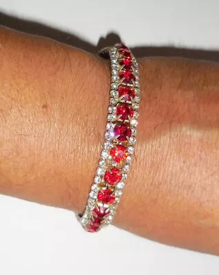 Vintage Art Nouveau Bracelet Ruby Red Stones Victorian Design • $8.99