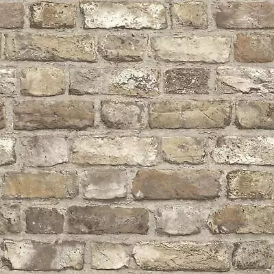 Brick Slate Stone Effect Wallpaper - Rustic Red Whitewashed Grey Black & More • $35.70