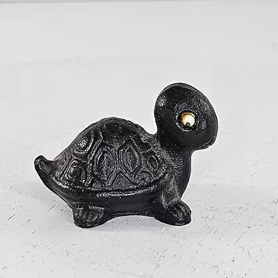 Vintage Coal Turtle Miniature Figurine Handmade Googly Eyes Black • $14.99