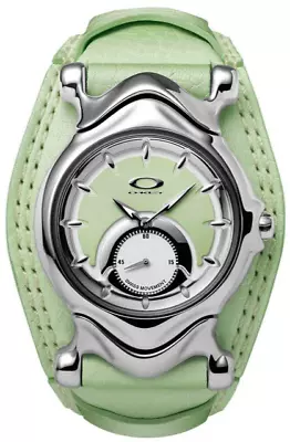 Oakley Watch Jury Saddleback Leather Green/green Dial Rare Ladies 10-201 • $349.99