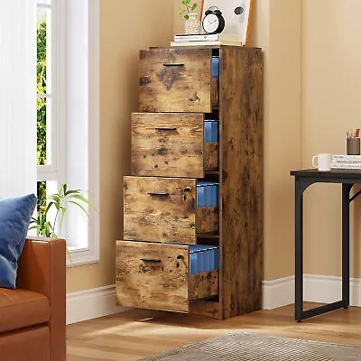 4-Drawer File Cabinet Office Wooden Filing Cabinet Storage Organizer W/ Lock • $104.20