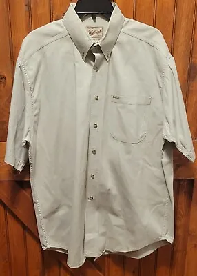 VTG Woolrich Shirt Mens Large Khaki Rugged Outdoor Canvas Heavy Work Button Up • $23.47