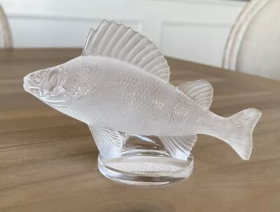 Lalique France - Perch Fish Paperweight Figurine - Frosted Crystal - Signed • £85.50