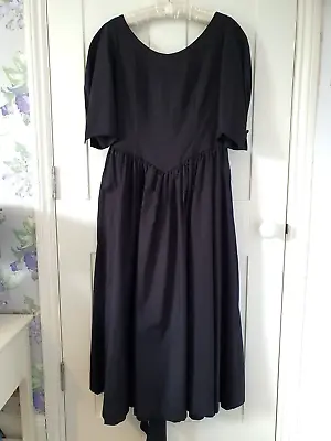 Laura Ashley Pure Vintage Midi Dress Fits Size 10  Black Tiered Back  Made GB • $93.25