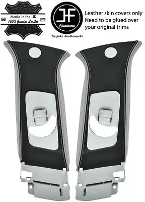 Black & Grey 2x Upper B Pillar Leather Covers Fits Mitsubishi Lancer Evo 10 X • £174.74