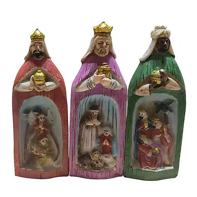 Vintage Set (3) Three Kings Wise Men Nativity Christmas Handmade • $29.15