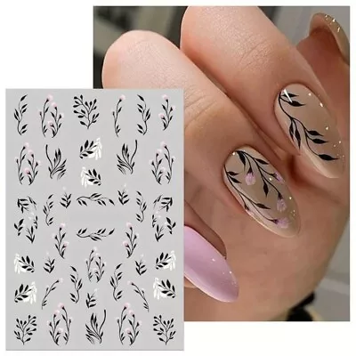 Nail Art Stickers Transfers Spring Summer Flowers Floral Fern Leaf  (PM83) • £2.25