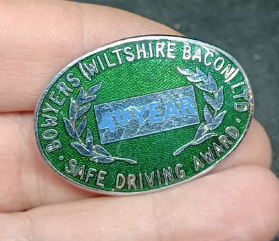 Rare Vintage 1960's BOWYERS Wiltshire Bacon Safe Driving Award Enamel Badge • £12