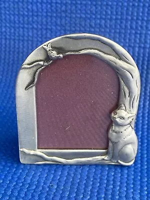Fine Pewter Cat Picture Frame Freestanding Miniature Size - Seagull Canada 1988 • £14.99