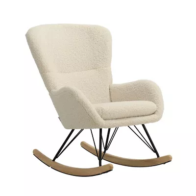 £139.95 • Buy Upholstered Accent Chair High Backrest Nursery Rocking Chair Side Reading Chair