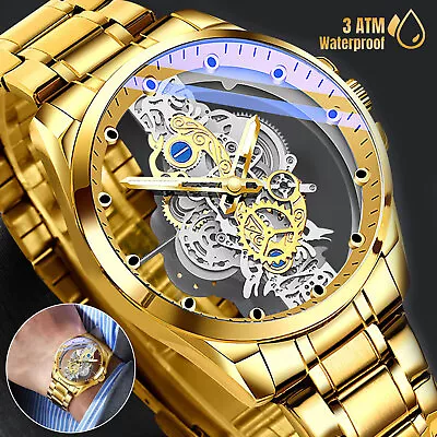 Fashion Men's Watch Luxury Stainless Steel Quartz Luminous Wristwatch Waterproof • $13.48