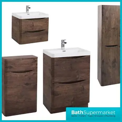 £157 • Buy Bathroom Vanity Unit Cabinet Furniture  Basin Sink Wall Hung Storage Chestnut 