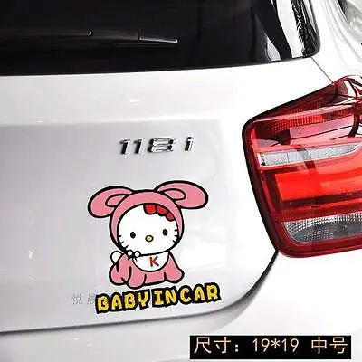 Cute Cartoon Hello Kitty Rabbit Car Decal Car Sticker -1pc (BIG Size:19x19CM ) • $5.85