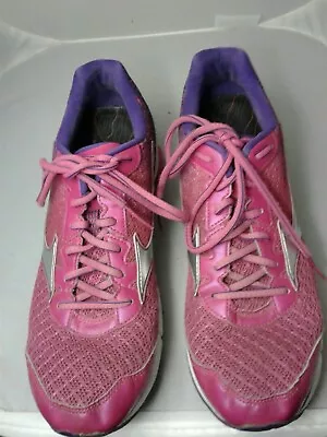 Mizuno Wave Rider 19 Running Shoes Women's Size W 10.5 2A Pink Silver Purple • $16.99