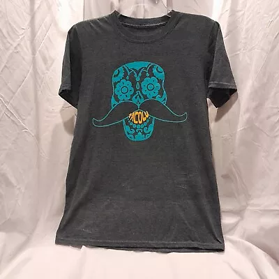 WomensTacolu Grey And Turquoise Mustached Skull T-Shirts With #Luval 08 On Back • $9.99