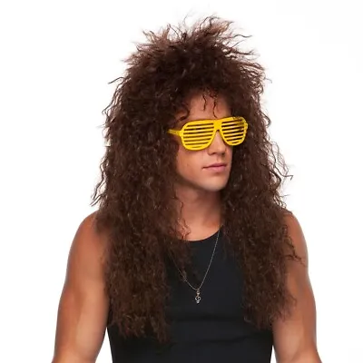 80's Heavy Metal GLAM ROCK Rocker Curly Jon Bon Jovi Winger Wig Brown • $27.70