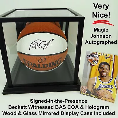 Earvin Magic Johnson Lakers Autographed NBA Basketball In Display Case W/BAS COA • $199.95