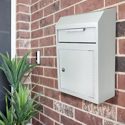 Security Metal Drop Box Locking Depository Mail Slot Key Safe Wall Money Cash Re • $68.99