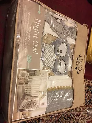 $125 • Buy Levtex Baby - Night Owl Crib Bed Set - Baby Nursery Set - Grey Tan And Cream ...