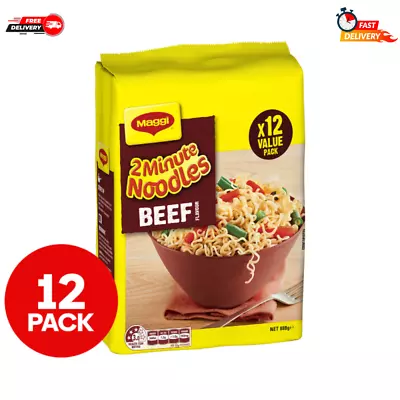 12 X Maggi 2 Minute Noodles Beef 74g Easy Meal Snack Christmas Xmas AU • $14.95