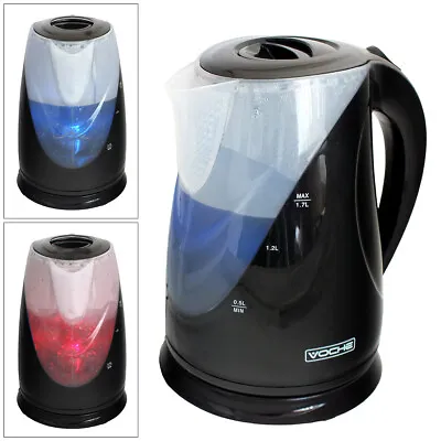 Black Electric Kettle Cordless 1.7 2200W - 3 Year Warranty - Dual LED Colour • £24.79