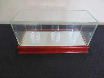 Beautiful Glass And Mirror 3 Baseball Holder Display Case  Cherry Wood • $35.99