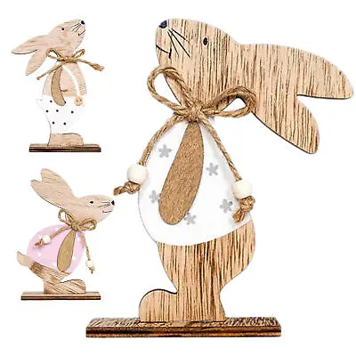 Easter Wooden Bunny Cute Rabbit Easter Table Centerpiece Table Sign Decoration • £7.06