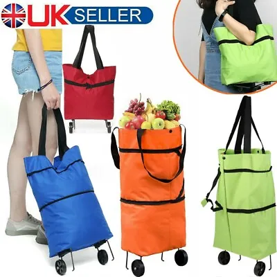 £7.98 • Buy Foldable Rolling Shopping Bag On Wheels Reusable Folding Shopping Cart Trolley