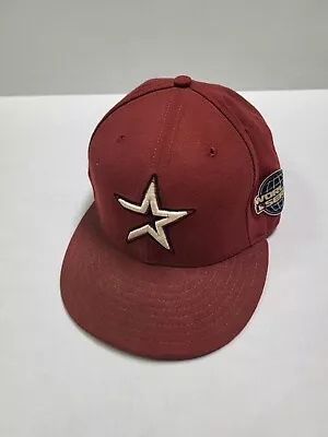 Vintage Houston Astros Hat Cap Men New Era Brick Red Grey UV 2005 WS Size 7 3/4 • $68.88