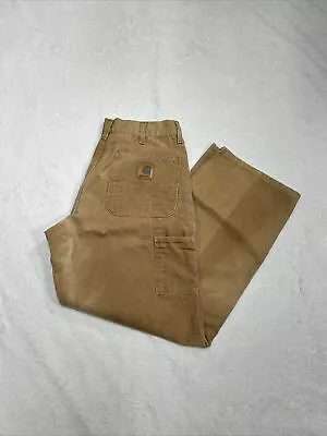 Carhartt Brown Canvas Original Dungaree Carpenter Work Pants B11-BRN Size 36x32 • $24.99