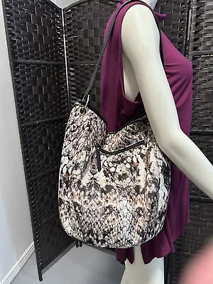 Nichole Miller New York Cream Snake Theme Nylon Shoulder Bag • $22