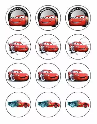  Lightning McQueen Cupcake Toppers Edible Icing Image Cake Decorations 12 • £8.65