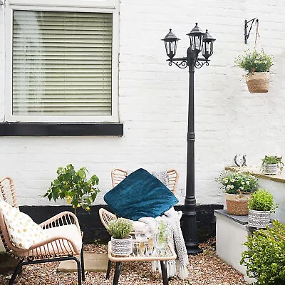 3Way Lamp Post Lantern Vintage 60W Outdoor 220cm Victorian Garden Aluminum Light • £58.99