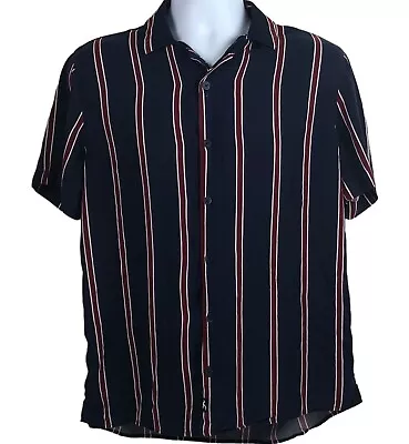 Hollister Men Short Sleeve Shirt Striped Blue And Red Size M • $10