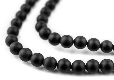 Matte Round Black Onyx Beads 6mm Gemstone 15 Inch Strand • $3.29