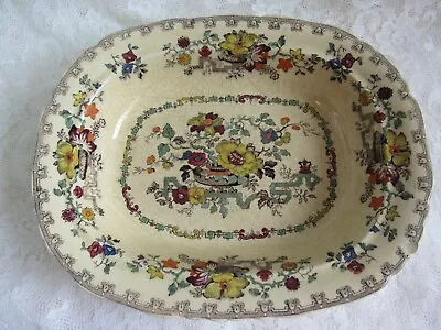 Antique / Vintage Mason's Patent Ironstone China England - Floral Oval Bowl • $34.88