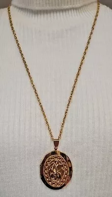 Vintage Women's Large Gold Locket With 24  Chain • $5