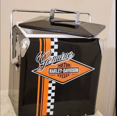 Harley Davidson Retro Style Metal Cooler Opener On Side Checkerboard Hard Lined  • $69.95